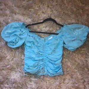 light blue off the shoulder top